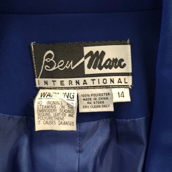 Vintage Y2K Designer Ben Marc Blue Beaded Formal Jacket - Picture 10 of 11